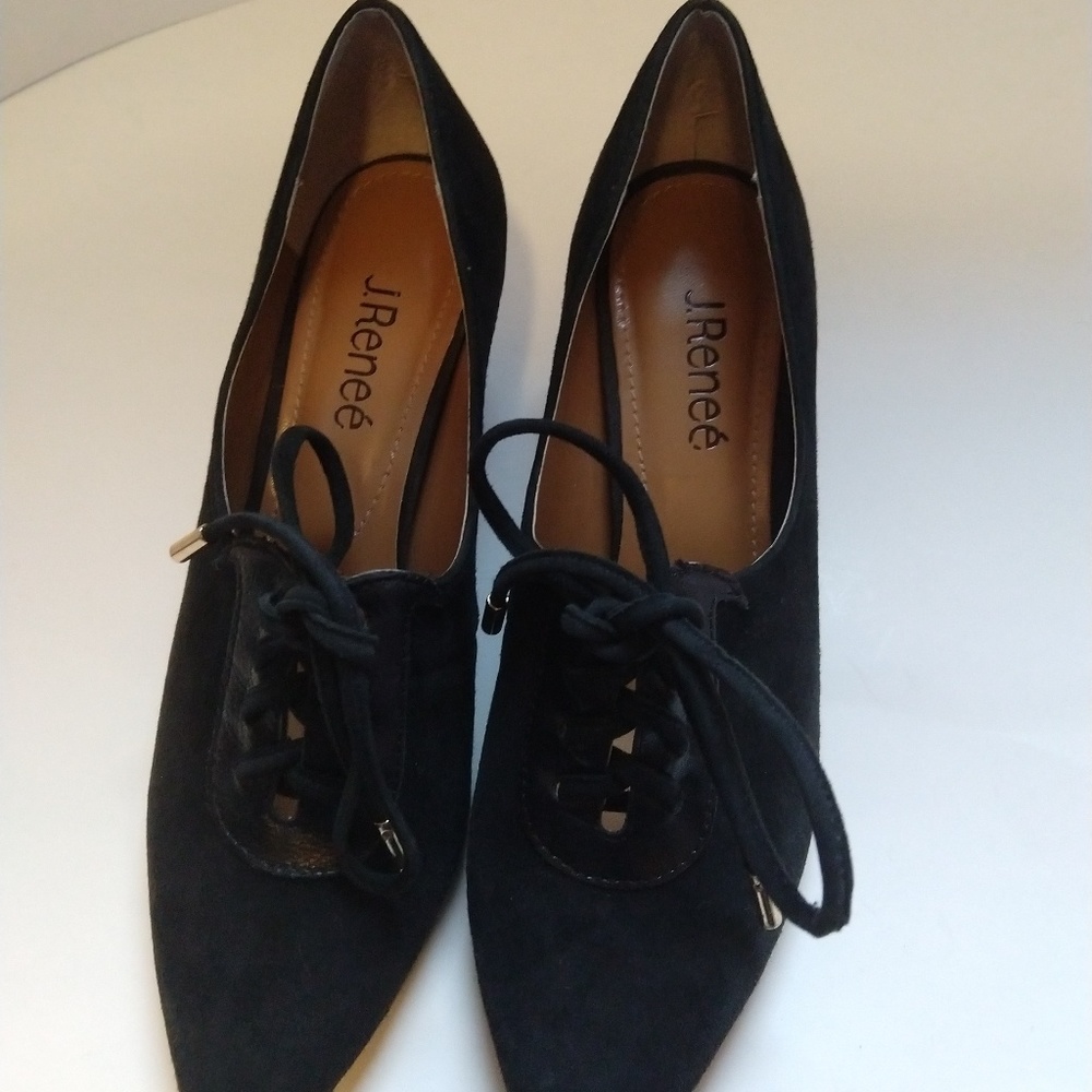 JRenee black heeled suede oxfords, size 8 - Picture 6 of 8